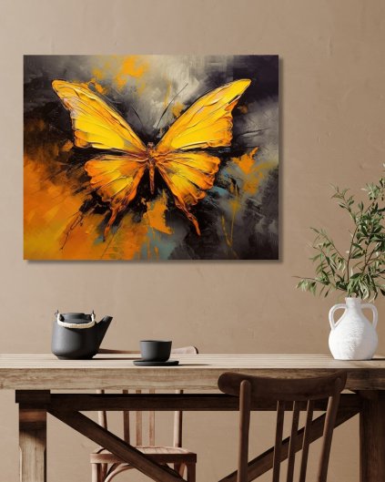 Obrazki na ścianę - Żółto-pomarańczowy motyl