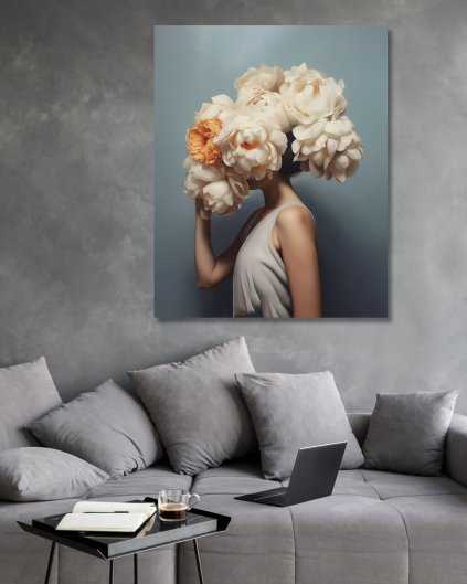 Obrazki na ścianę - Kobieta z kwiatami na głowie