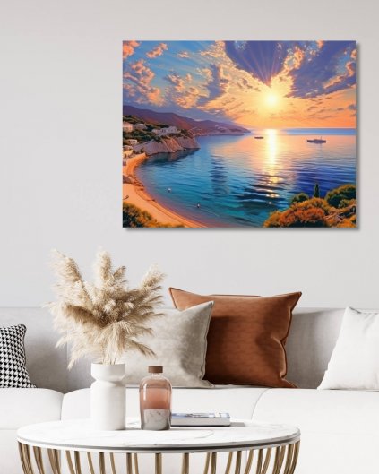 Obrazki na ścianę - Zachód słońca nad zatoką
