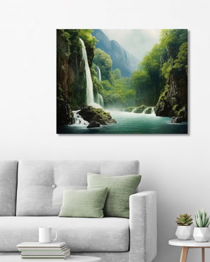 Obrazki na ścianę - Wodospady pod górami