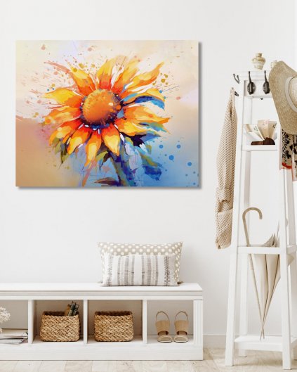 Obrazki na ścianę - Abstrakcja - żółto-pomarańczowy kwiat