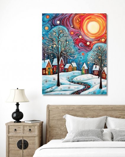 Obrazki na ścianę - Kolorowa zimowa idylla