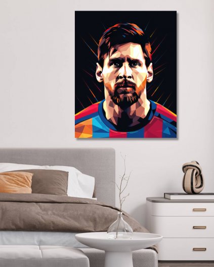 Obrazki na ścianę - Messi na czarnym tle