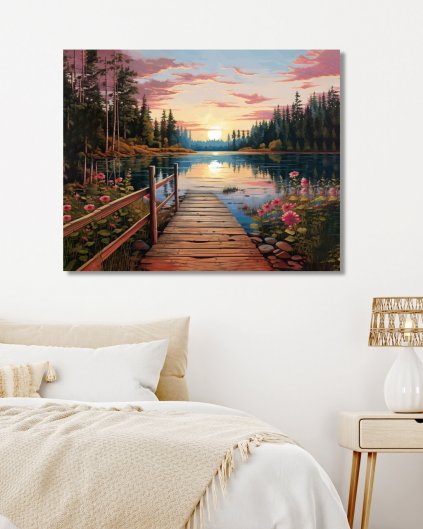 Obrazki na ścianę - Drewniane molo przy zachodzie słońca