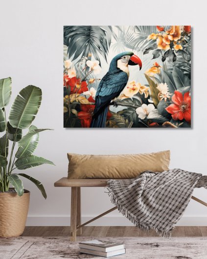 Obrazki na ścianę - Papuga w dżungli
