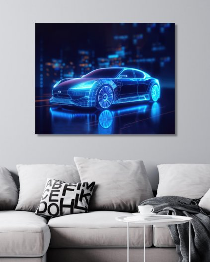 Obrazki na ścianę - Neonowy samochód