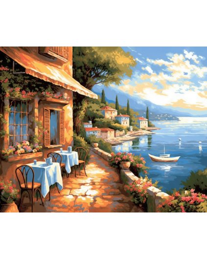 Obrazki na ścianę - Cicha uliczka z widokiem na morze