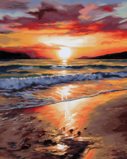 Obrazki na ścianę - Zachód słońca nad brzegiem morza