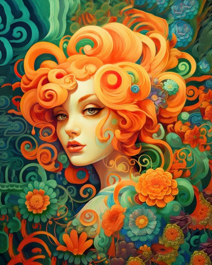 Obrazki na ścianę - Wizerunek kobiety z domieszką pomarańczowych kolorów