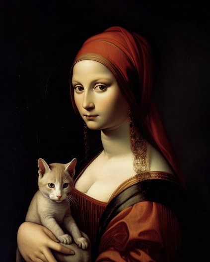 Obrazki na ścianę - Dama z kotem