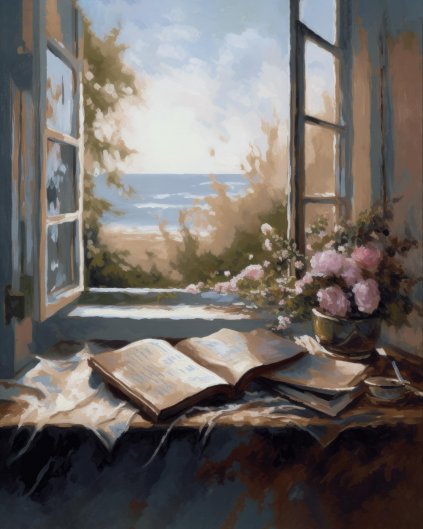 Obrazki na ścianę - Czytanie książki przy oknie