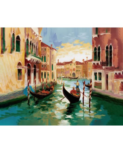 Obrazki na ścianę - Widok na gondole w Wenecji