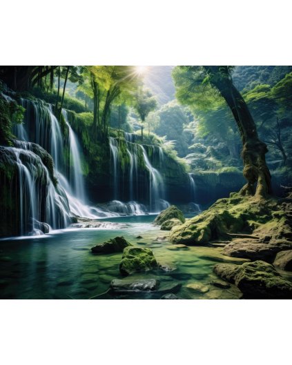 Obrazki na ścianę - Wodospady w lesie 2