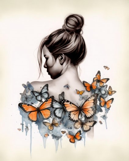 Obrazki na ścianę - Kobieta motyl jako symbol transformacji