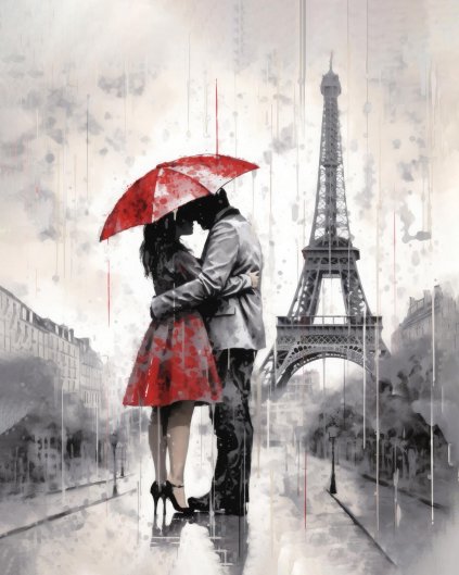 Obrazki na ścianę - Romantyczna chwila w Paryżu