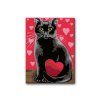 Malowanie po numerach - Czarny kot z czerwonym sercem