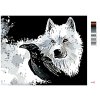Malowanie po numerach - Biały wilk i kruk