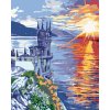 Malowanie po numerach - Zamek na skale i zachód słońca