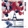 Malowanie po numerach - Kobieta z balonami przed Wieża Eiffla