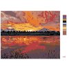 Malowanie po numerach - Zachód słońca nad jeziorem w górach