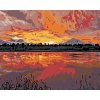 Malowanie po numerach - Zachód słońca nad jeziorem w górach