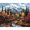 Malowanie po numerach - NIEDŹWIEDŹ NAD RZEKĄ, GÓRY I JESIENNE DRZEWA