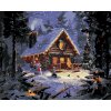 Malowanie po numerach - BAŁWAN, CHOINKA I OŚWIETLONA CHATKA