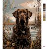 Malowanie po numerach - BRĄZOWY LABRADOR W TRZCINACH NAD STAWEM