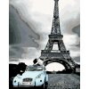 Malowanie po numerach - Wieża Eiffla z niebieskim samochodem