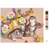 Malowanie po numerach - Kociaki z kapeluszem i kwiatami