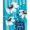 Malowanie po numerach - Kwiaty na niebieskim tle