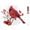 Malowanie po numerach - Czerwony ptak w jarzębinie