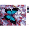 Malowanie po numerach - Niebieski motyl i hortensje