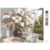 Malowanie po numerach - Biały kotek i bzy w wazonie
