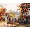 Malowanie po numerach - Wiejski domek z płotem