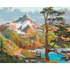 Malowanie po numerach - Domek nad jeziorem i sosna
