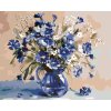 Malowanie po numerach - Niebieska kompozycja kwiatowa III