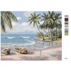 Malowanie po numerach - Łódki na plaży z palmami