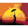 Malowanie po numerach - Kobieta z parasolem w zachodzie słońca