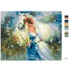 Malowanie po numerach - Powabna dziewczyna z białym koniem