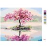 Malowanie po numerach - KWITNĄCA SAKURA NAD JEZIOREM