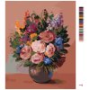 Malowanie po numerach - BUKIET KWIATÓW NA POMARAŃCZOWYM TLE