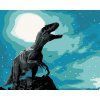 Malowanie po numerach - TYRANOZAURUS REX W NOCY (Wariant płótno bez ramy, Rozmiar 40x50 cm)
