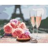 Malowanie po numerach - LAMPKI WINA I RÓŻE W PARYŻU Z WIDOKIEM NA WIEŻĘ EIFFLA
