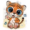 Malowanie po numerach - MAŁY TYGRYSEK Z MOTYLAMI
