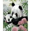 Malowanie po numerach - PANDA Z MŁODYM I RÓŻOWE KWIATY (HOWARD ROBINSON)