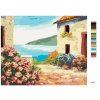 Malowanie po numerach - DOM NAD MORZEM I KWIATY