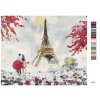Malowanie po numerach - WIEŻA EIFFLA I KOBIETA Z KWIATAMI