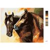 Malowanie po numerach - BRĄZOWE MALOWANE KONIE