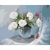 Malowanie po numerach - BIAŁE KWIATY W WAZONIE I MOTYL
